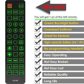 Replacement Remote Control for Bose Wave Music System III Premium,with Green Backlit and Oversized Buttons