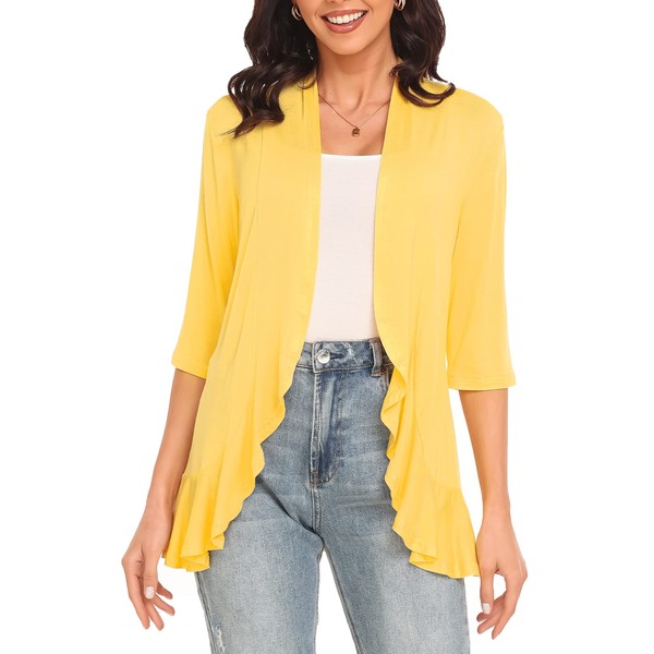 Argstar Plus Size Cardigan for Women, Casual Lightweight Open Front