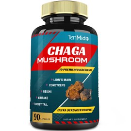Cápsulas de extracto de hongo Chaga equivalentes a 5050 mg y melena de león, Cordyceps y más  Salud digestiva, antienvejecimiento, apoyo inmunológico 