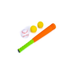 Lemito [Mini Size] 16" Foam Kids Sports Baseball Bat Set+ 3 Soft Balls + Storage Bag Included, for Toddlers Age 3+ Hitting Indoor Outdoor Playing, Orange