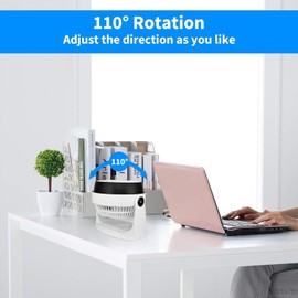 Simple Deluxe HealSmart Table Fan, Desk Fan, Tabletop Air-Circulator Fan with 3 Speed Control and 110° Rotation, for bedroom, living room, office, 8", White