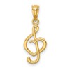 Solid 14k Yellow Gold Music Note with Heart Pendant Charm