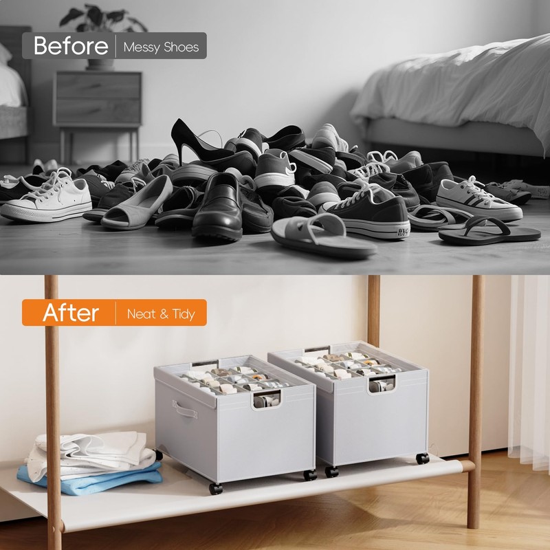 HOUSE AGAIN 2 Pack Shoe Organizer for Closet, Shoe Storage