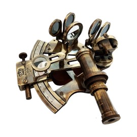 Vintage Style Sextant Brass Nautical Antique Instrument Ship/Celestial & Nautical with Two Extra Sighting Telescope Ship History Navigational Instrument Sextant