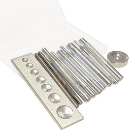 HappyHome 11-Piece Caulking Punching Stand, Eyelet, Leather Craft, Hammering Rod, Hook & Caulking Hammer, With Dedicated Case