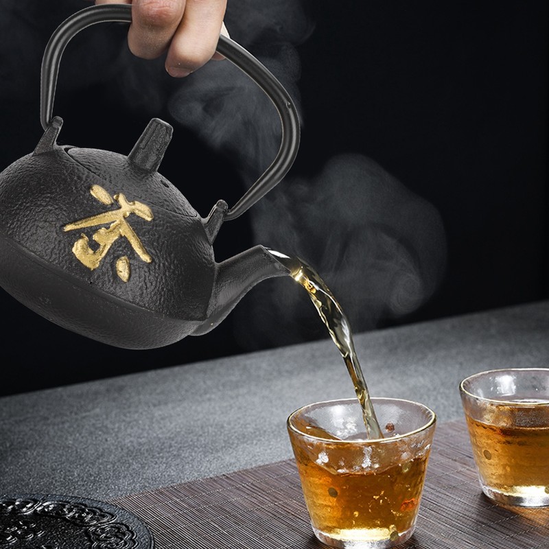 Iron Teapot Kettle Uncoated with Strainer 0.3L Tea and Zen
