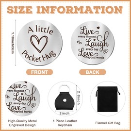 Sureio Pocket Hug Token Long Distance Relationship Keepsake Stainless Steel Double Sided Inspirational Gift with Keychain (Live Laugh Love)