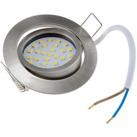ChiliTec LED Recessed Spotlight Dimmable Swivelling 5 Watt 590 Lumen 32 mm Flat 230 V Recessed Spotlight Stainless Steel Design 2900 K Light Warm White