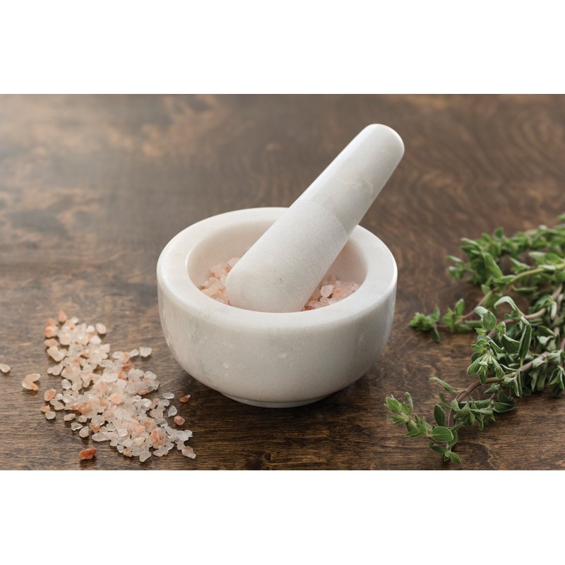 Fox Run Mortar and Pestle, Marble, White , 4.75"