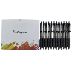 Fengtaiyuan Black Ink, 1.0mm, Retractable Gel Ink Rollerball Pens, Bold Point, Comfortable Grip, Easy Hold, Writting Smooth, 12 Pack (BlackZS10P12)
