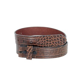 MZ Crocodile Embossed Pattern 1-3/8" (35mm) Wide Leather Belt Strap for Men (Brown, 36)