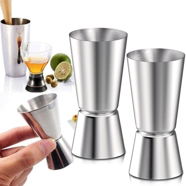 Set of 2 Stainless Steel Double Jiggers - 25/50ml Spirit