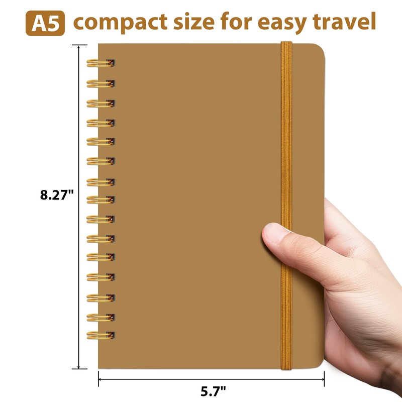 A5 Spiral Notebook, 8.27"x5.7" Hardcover Notebook 160 Lined Pages Spiral