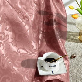 VACVELT Damask Jacquard Satin Fabric by The Yard, 60 Inch Wide Rose Gold Satin Fabric Shiny Cloth Fabric, Silky Brocade Fabric for Bridal Dress, Wedding Decorations, Crafts, Sewing, Draping (5 Yards)