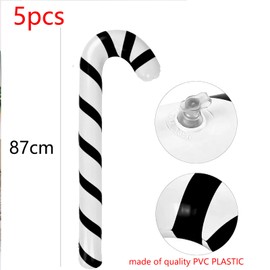 HERZONE Pack of 5 Inflatable Black Christmas Decoration Candy Canes 87 cm Large Decoration Christmas Outdoor Front Door Candy Canes Christmas Tree Decoration (Black)