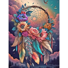 Diamond Painting Kits for Adults, Dream Catcher Full Drill Round Diamond Art Diamond Dots Suitable Home Wall Decor Gem Art 12x16inch