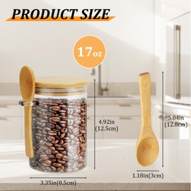 RETON 8 Pack Glass Jars with Bamboo Lids and Spoons, 17 oz Food Storage Containers for Meal, Airtight Overnight Oats Canister with Wood Lid Spoon for Meal Prep Spice Chia Loose Tea Yogurt