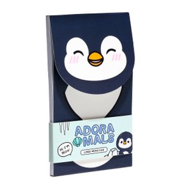 Puckator Adoramals Penguin Flip Open Shaped Memo Pad - Small Notebooks - Pocket Size Mini Tiny Notepads Block - Lis Jotter Book - Kids Notebook Notebooks - Back To School Supplies Planner Planners