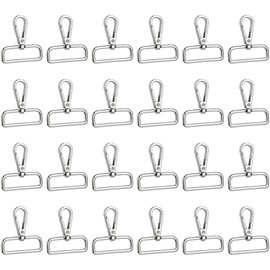 Framendino, 24 Pack Lobster Claw Swivel Clasps Metal D Ring Snap Hooks Lobster Trigger Snap Hooks Lanyard Clasp Clips Hook for Keychain Jewelry DIY Crafts Purse Bag Making 1.5 Inch Silver
