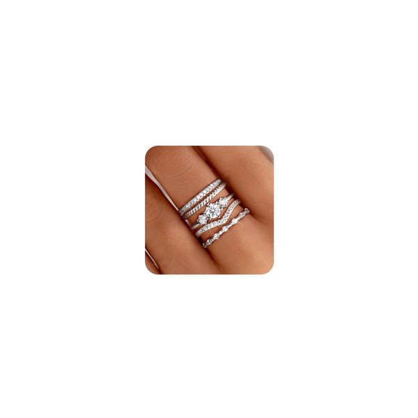 Thunaraz 14K Gold Plated Stackable Gold Rings for Women -