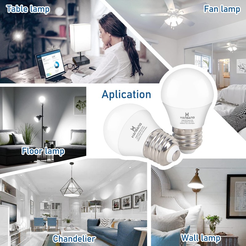 hansang Refrigerator Light Bulb E26 Base, 60Watt Equivalent, 5000K Daylight,