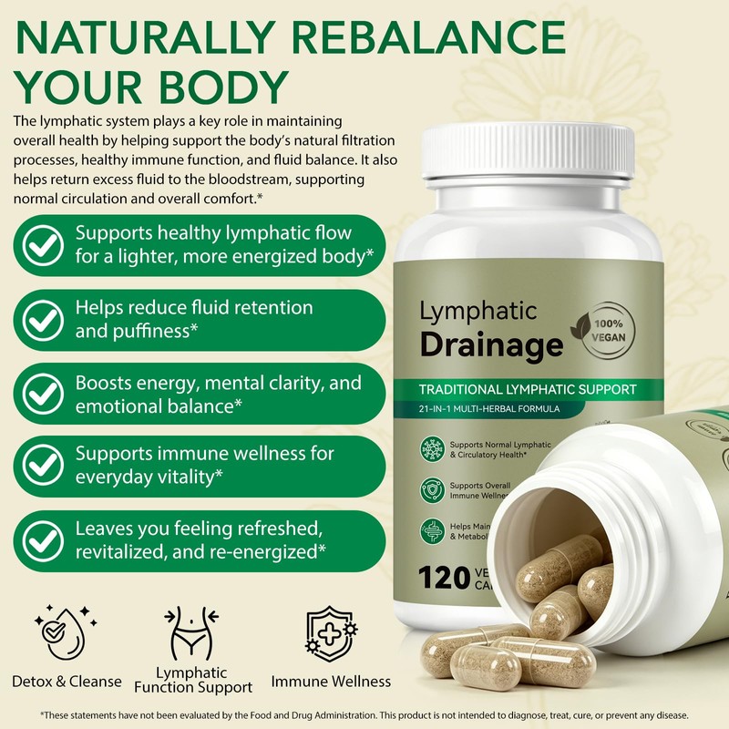 Lymphatic Drainage Supplements,Natural Formula Lymphatic Drainage Capsules