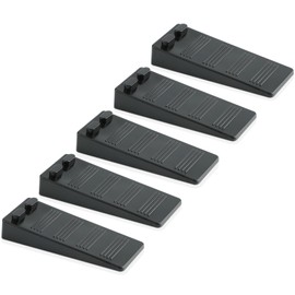 Door Stop, Black, Floor Door Stopper, Pack of 5, Height Adjustable, Scratch-Resistant, Non-Slip Rubber Door Wedge, No Pungent Odour, Door Stopper Protects Balcony Doors, Study, Children's Room