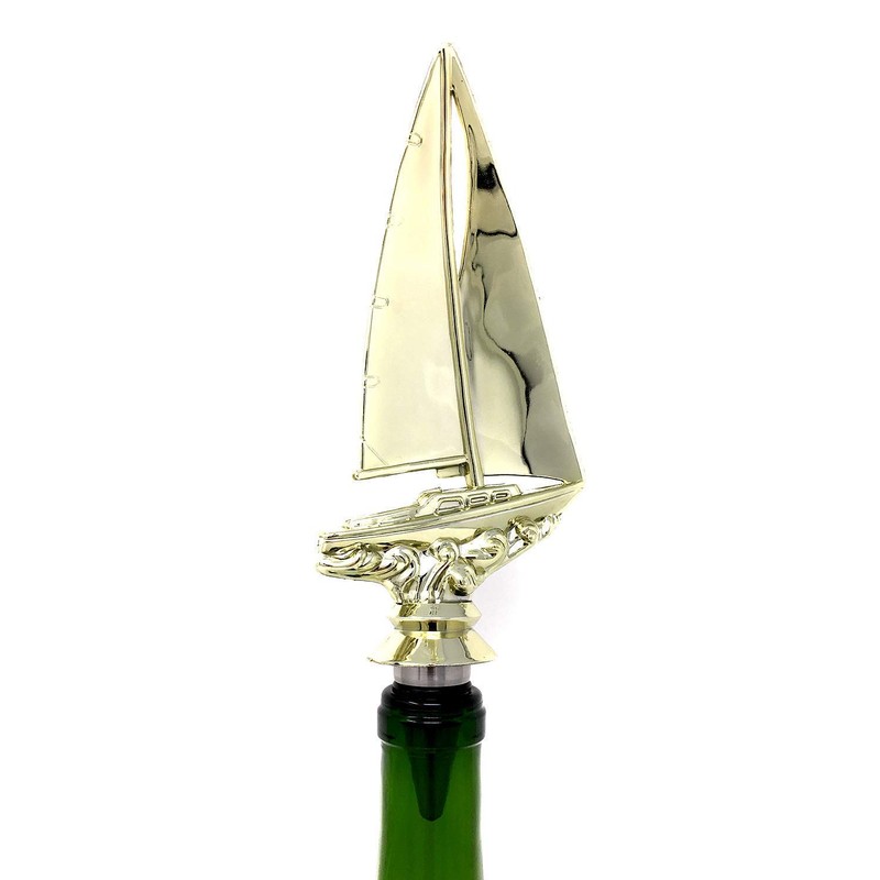 Sailboat Wine Bottle Stopper - Handmade with Stainless Steel Base