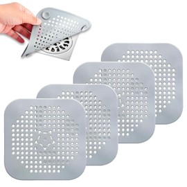 4 Pack Drain Hair Catcher, Bathroom Shower Drain Protector Hair Stopper for Shower Kitchen Bathroom Tub, Grey