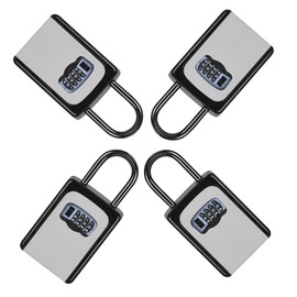 Portable Key Lock Box, Upgrade Clearly Visible Numbers, Lock Box Wall Mounted for House Key, 5 Key Capacity, Weatherproof Resettable Code (4 Pack, Grey)