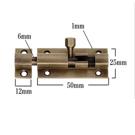 1 Pcs 62 x 25mm Antique Pure Copper Bolt Wooden Door Bolt Used for Securing Internal Doors for Bedrooms, Bathroom Toilet Gate and Wooden Doors(Bronze Colour)