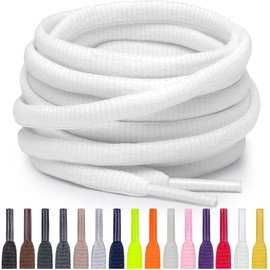 Miscly Oval Athletic Shoe Laces, Multiple Lengths and Colors Available (White, 63″ (160cm))