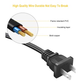 Replacement Charger Power Cord for iRobot Roomba Integrated Home Base Charging Dock 600 800 900 Series, 675 690 960 614 650 890 880 Power Supply Cable 2-Prong