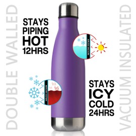 MEWAY 17oz Sport Water Bottle Vacuum Insulated Stainless Steel Sport Water Bottle Leak-Proof Double Wall Cola Shape Water Bottle,Keep Drinks Hot & Cold (Purple,1 Pack)