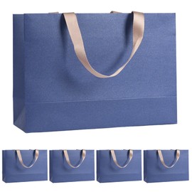 Uccellino Gift Bag, Handbag, Fancy Paper, Gift, Sparkle, Pearl, Set of 5 (Glitter Blue)