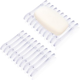 2 Pcs Plastic Bar Soap Holder Soap Tray Non-Slip Soap Saver Self Draining Soap Dish for Bar Soap Clear Soap Dryer for Shower Bathroom Kitchen Restaurant Counter