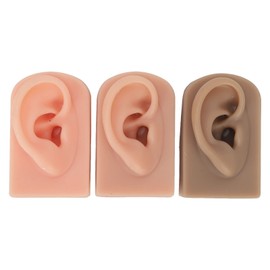 Silicone Ear Model, 3Pcs Silicone Ear Model Soft Flexible Right Ear 3 Colors Easy to Use Reusable Human Ear Model Simulated Ear for Ear Piercing Training and Earrings Display