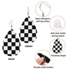 Checkerboard Chess Board Flag Faux Leather Teardrop Earrings for Women
