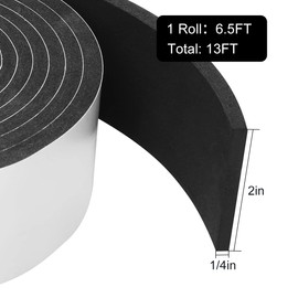2 Rolls Seal Foam Tape, 2'' W x 1/4'' T Weather Stripping Close Cell Door Sealer, Single Sided Weather Strip, Total 13 Feet Long…
