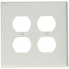 Leviton 2-Gang Duplex Receptacle Wallplate, Midway Size, PJ82-W, White
