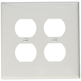 Leviton 2-Gang Duplex Receptacle Wallplate, Midway Size, PJ82-W, White
