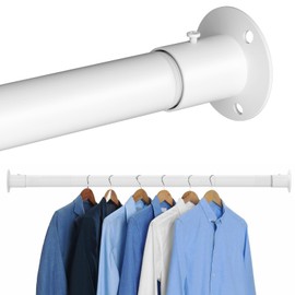 Closet Rod, 25 to 48 inch Adjustable Closet Rods for Hanging Clothes Heavy Duty Closet Hanging Rod, Expandable Closet Poles for Hanging Clothes, Metal Clothing Closet Rods, White