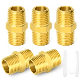 GASHER 2PC Brass Pipe Fitting, Reducing Hex Nipple, 3/4-Inch Male Pipe x 3/4-Inch Male Pipe