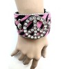 Animal Print Faux Leather Bracelet with PEACE Symbol (Pink Color