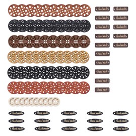 Mandala Crafts Large Wooden Buttons for Crafts - 100 PCs Carved Wood Buttons - Assorted Craft Buttons for Sweaters - Decorative Buttons for Sewing Clothing