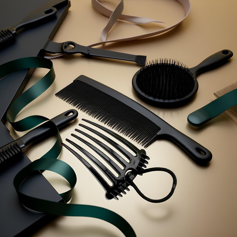 Black Bandette Comb, Comb with Elastic Band,Ponytail Bump It Up