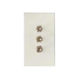 ARUASTUDIO Aruastudio Retro Interior Light Switch ON-Off Set, Switch Plate, Toggle Switch 15A, 250V, AC, 2Pin (White 003 Silver)