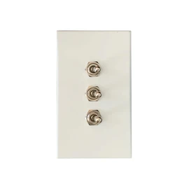 ARUASTUDIO Aruastudio Retro Interior Light Switch ON-Off Set, Switch Plate, Toggle Switch 15A, 250V, AC, 2Pin (White 003 Silver)