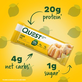Quest Nutrition Quest Nutrition Lemon Cake Protein Bars, High Protein, Low Carb, Gluten Free, Keto Friendly, 12 Count (Pack of 1)