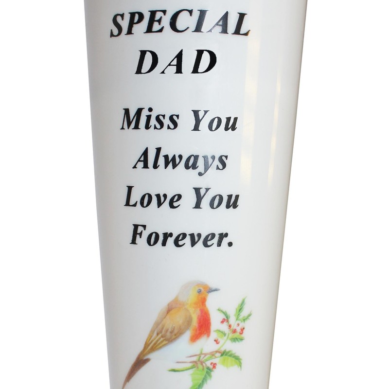 Memorial Grave Flower Pot - 33cm tall Sturdy White Memorial